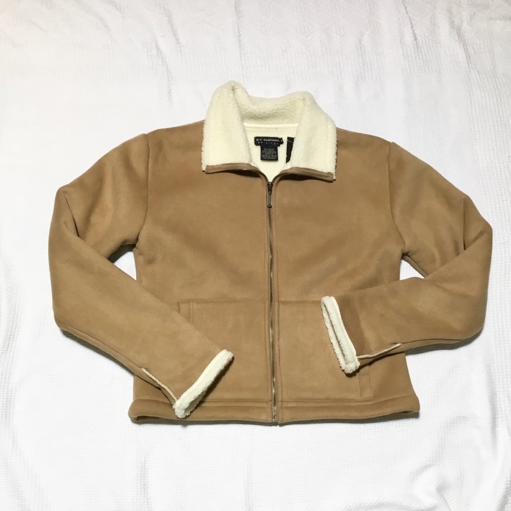 NWT B.C. Clothing Size M Front Zip Tan Sherpa Lined Jacket Coat Brand New!